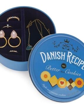 Anthropologie Danish Cookies Decorative Tin Jewelry Box